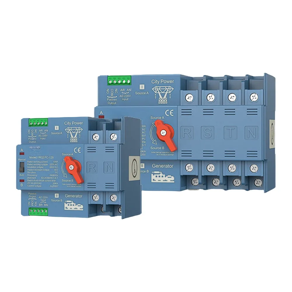 Photovoltaic Generator Power Equipment Supplies PC Class 4P 63A 100A 125A Automatic Transfer Dual Power Changeover Switch Parts