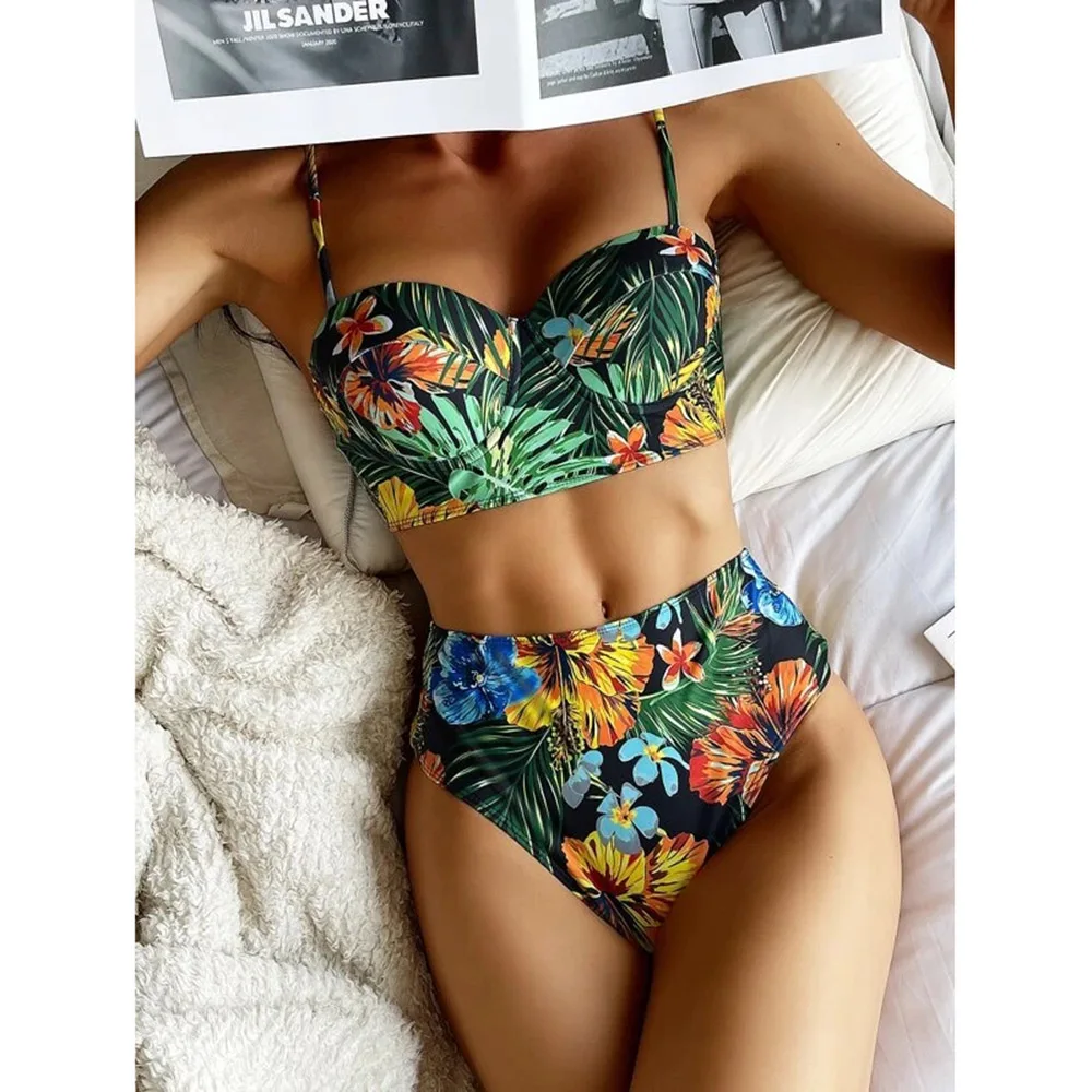 

High Waist Bikini Set Push Up Swimsuit Floral Swimwear Women Swimsuit Bathing Suit Beachwear Brazilian Female Swimming Suits