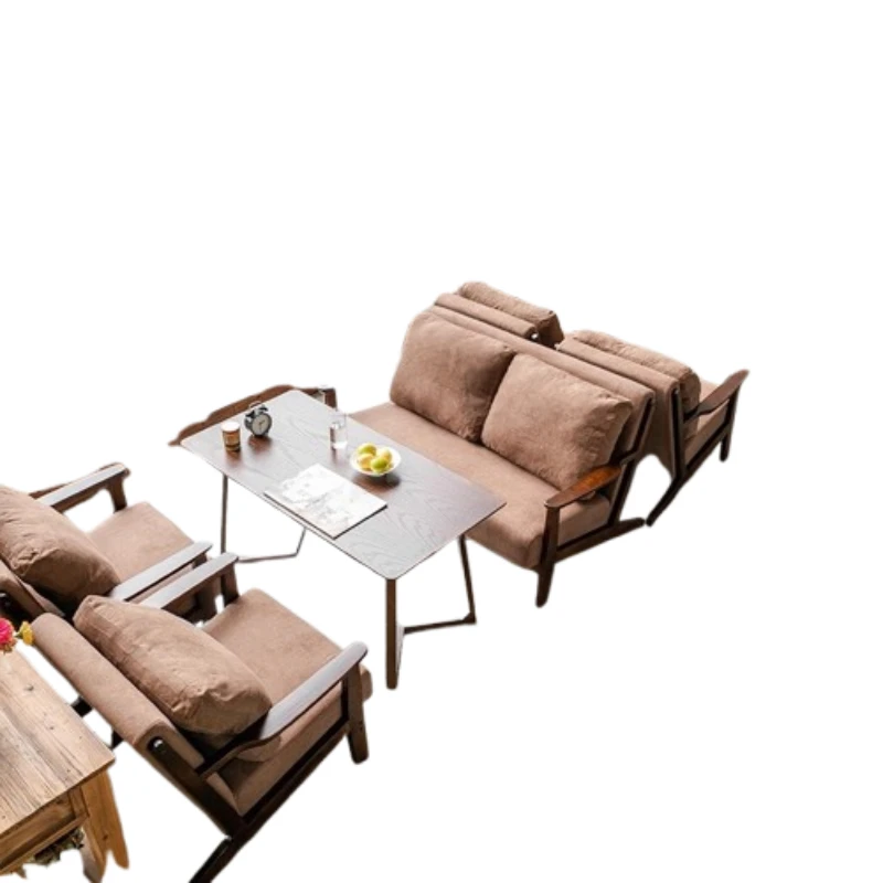 

Armrest Wooden Sofas Dessert Shop Design Comfortable Simple Modern Sofas Leisure Receive Soft Divani Da Soggiorno Furnitures