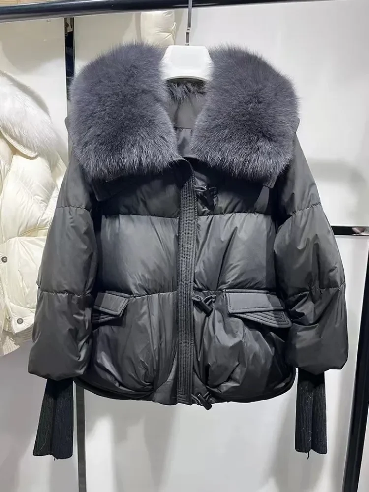 Nuovo inverno caldo collo di pelliccia parka abbigliamento donna freddo piumino cappotto corto spesso tasche Streetwear top manica lunga Mujer