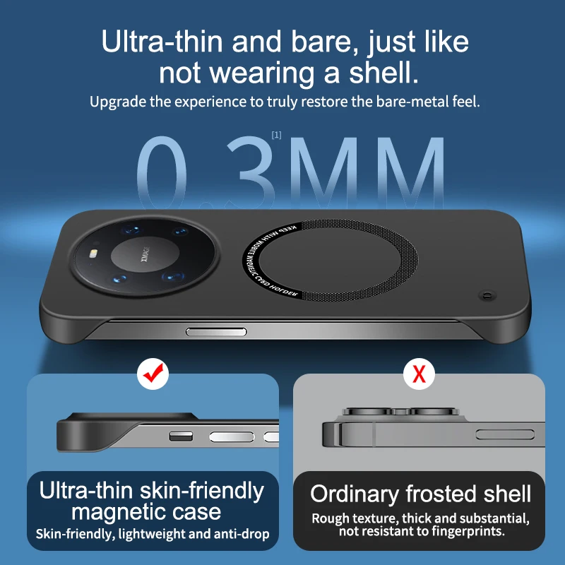 For Huawei Mate 80 Pro Max Frameless Magnetic for Magsafe Hard PC Phone Case for Mate80 Wireless Charging Matte Cover Ultra Thin