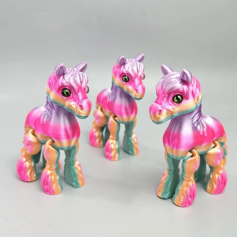 Jouet de poney arc-en-ciel soleil imprimé en 3D, Simulation créative, Joints de queue de poney colorés, figurine mobile, décoration de maison, cadeau pour enfants, nouvelle collection