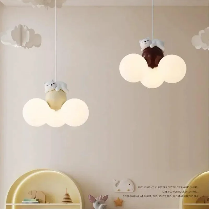 Imagem -05 - Lustre de Urso Criativo dos Desenhos Animados para o Quarto das Crianças Lâmpada Criativa para o Quarto Proteção para os Olhos Senso Ambiente Balão Fofo Bola Cremosa