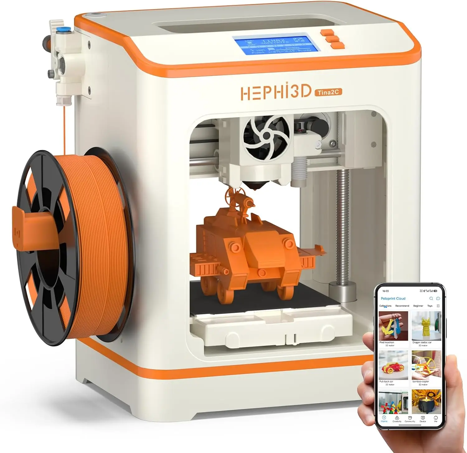 3D Printer Kids Beginners Ready Print 5 Mins Fully Assembled Auto Leveling APP WiFi Control 3000+ Model Library 25+ DIY Module M