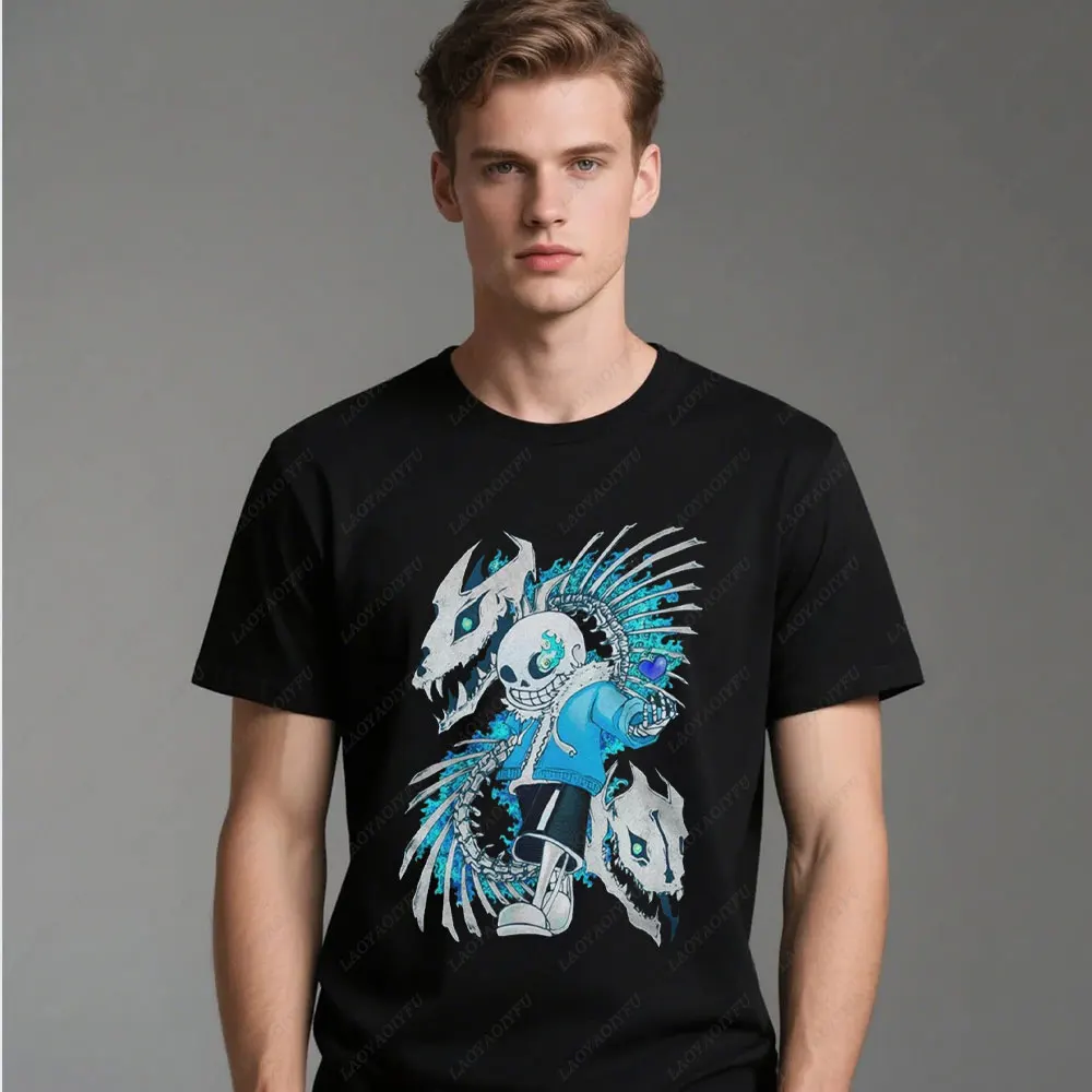 

Мужская хлопковая футболка Undertale Sans Gaster Blasters, игровая рубашка с принтом в стиле ретро, мужские и женские размеры XS-3XL, мужская одежда, топы