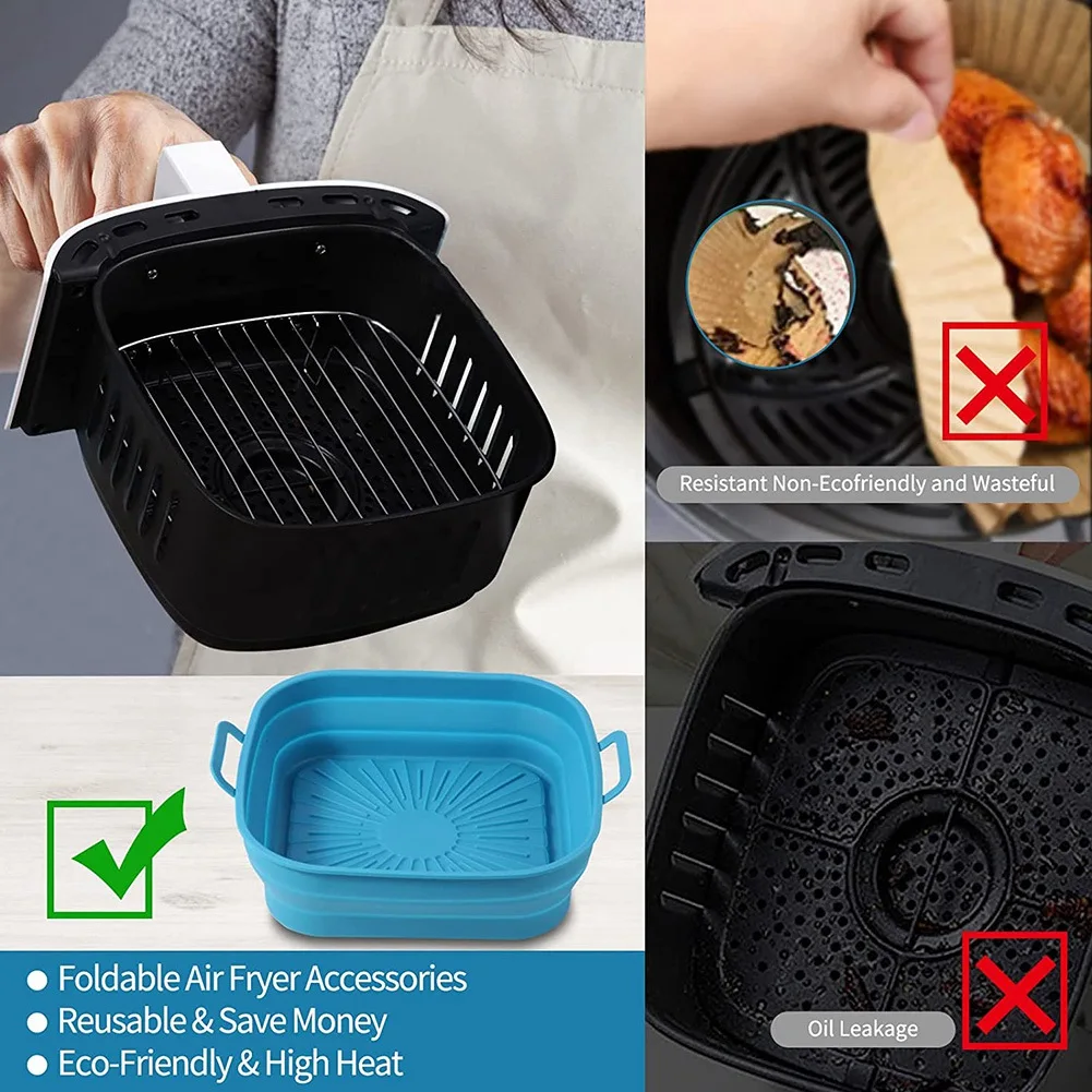 Fodere per friggitrice ad aria in silicone, cestello per friggitrice ad aria riutilizzabile, inserti per friggitrice ad aria, accessori per pentole in silicone per friggitrici ad aria