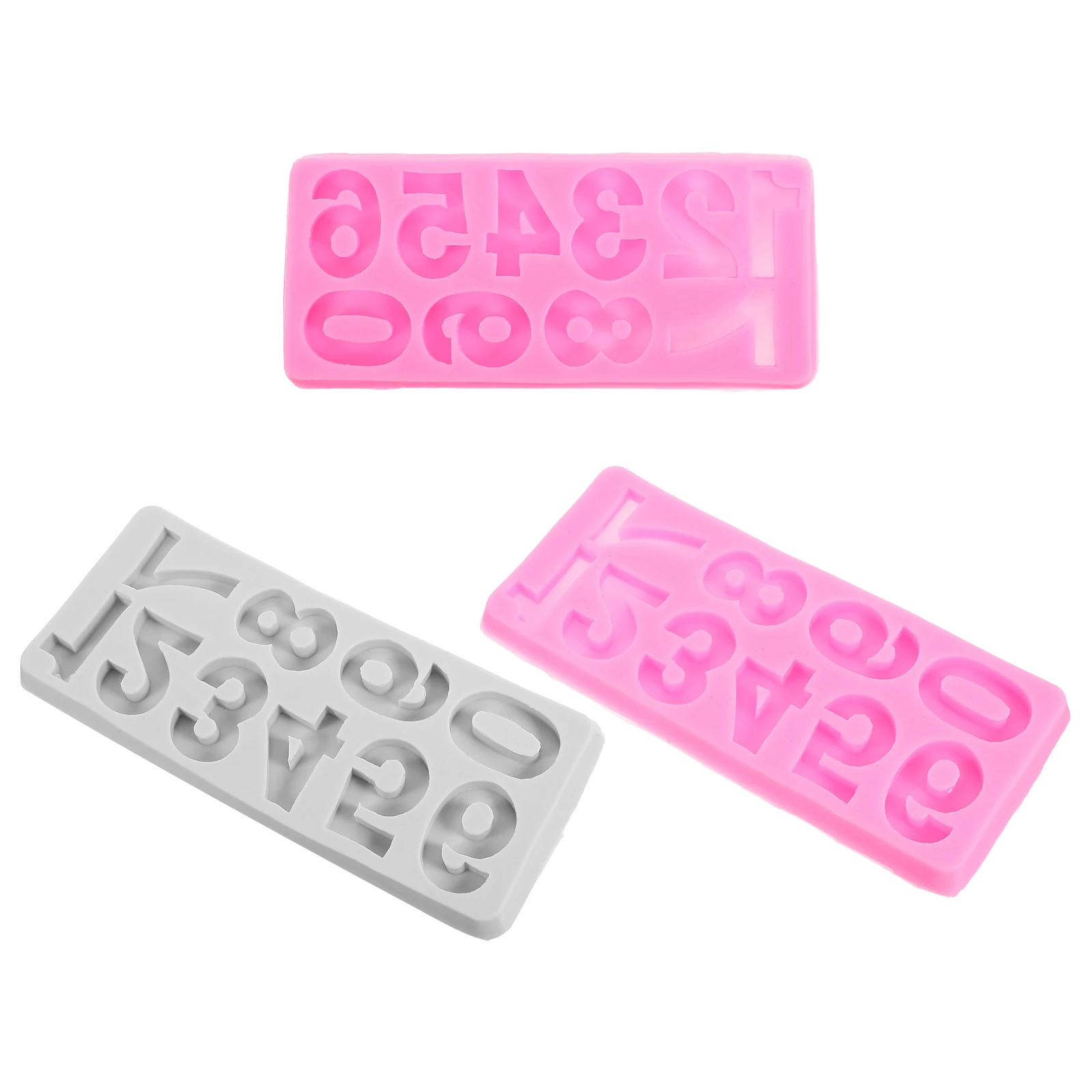 

3 Pcs Silicone Ice Cube Mold 10 Cavities Numeral Shaped Foldable Food Grade DIY Maker Tray For Home Bar Party R om Color Include