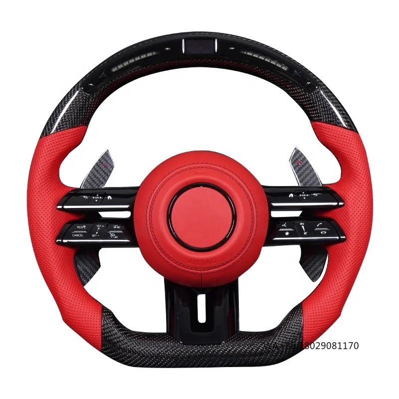 C217 W211 W212 W221 W222 S63 C63 GLA45 C43 SLC لـ - W204 W205 CLA GLA 45 عجلة قيادة من ألياف الكربون #1