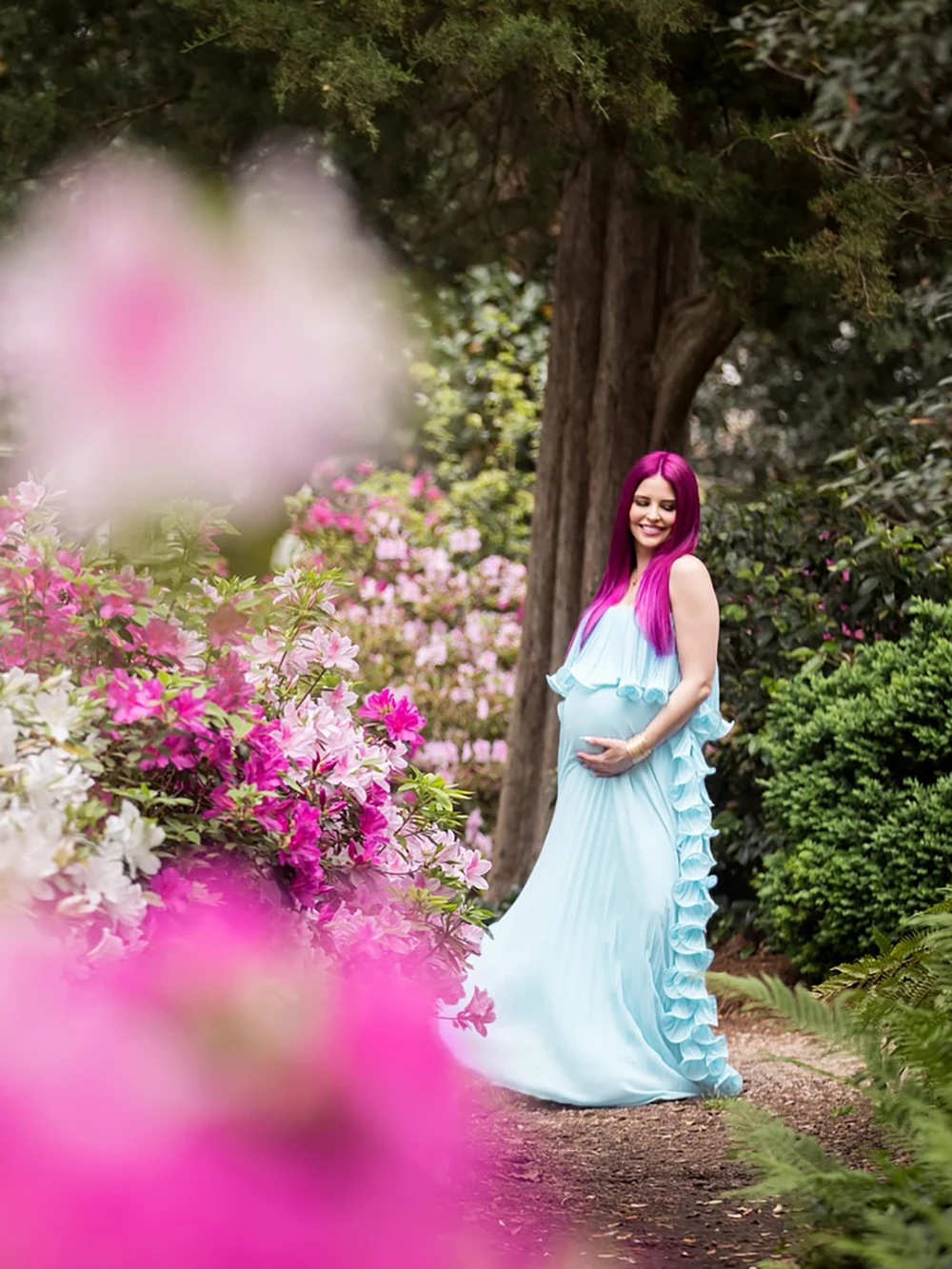 

Maternity Dress Photoshoot Summer Pressure Pleated Chest Hugging Large Swing Dress Off Shoulder Dresses for Pregnant Baby Shower