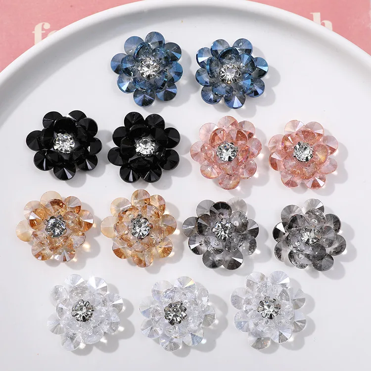 Crystal Shoe Buckle Charms Double Tier Diamond Blossom Pearl Glittering for Jelly Clogs Summer Vacation DIY Shoe Decor