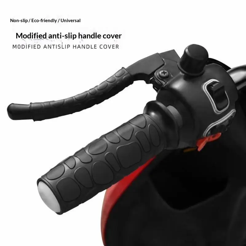 Waterproof Motorcycle Handlebar Grip & Brake Lever Sleeve Set 4Pcs Anti-Slip Rubber for Daily Motorbike Commute