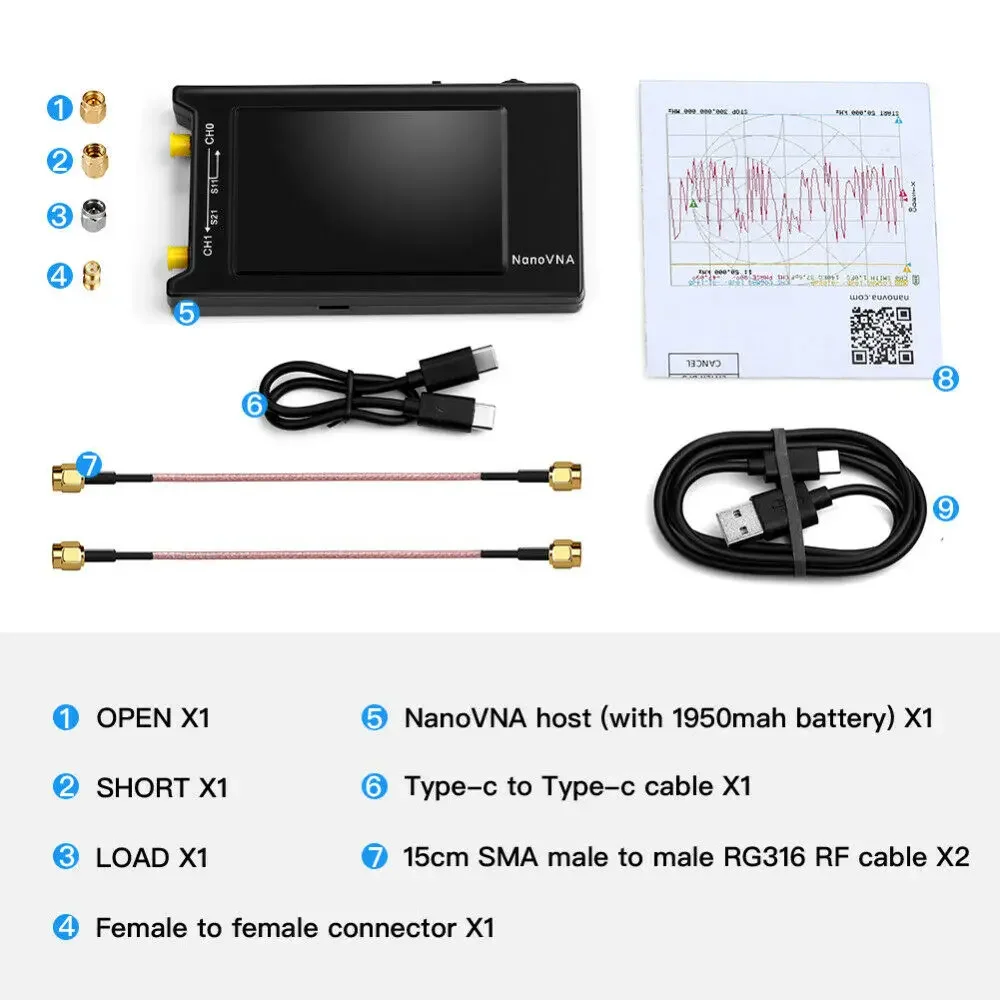 2.8 Inch 4 Inch Touch Screen Portable Vector Network Analyzer NanoVNA-H NanoVNA-H4 10KHz-1.5GHz  NanoVNA
