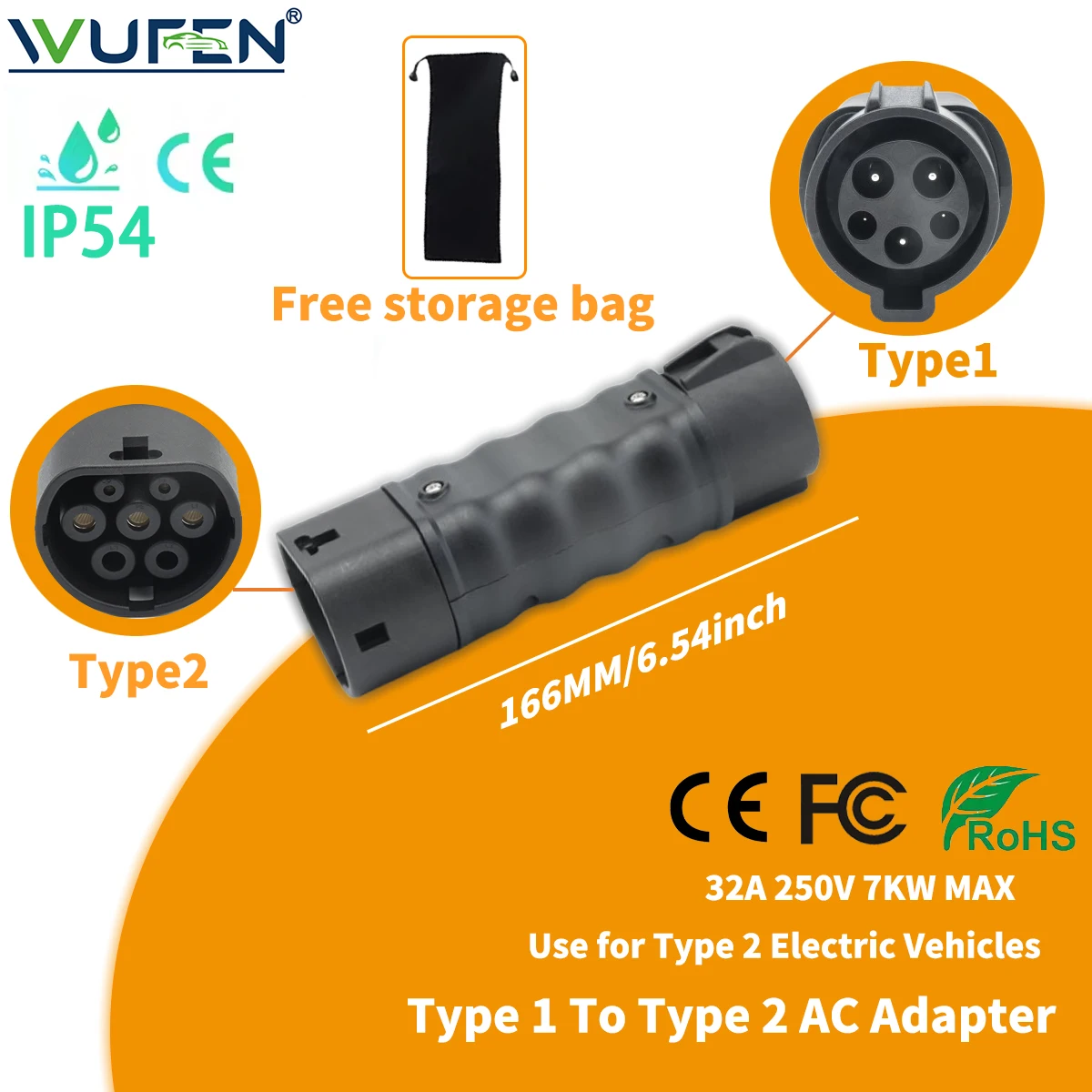 شاحن WUFEN 32A NACS GBT EV GBT إلى Type1/Type2/Tesla محول تسلا إلى GBT/Type1/Type2 موصل Type1 إلى GBT مركبة كهربية