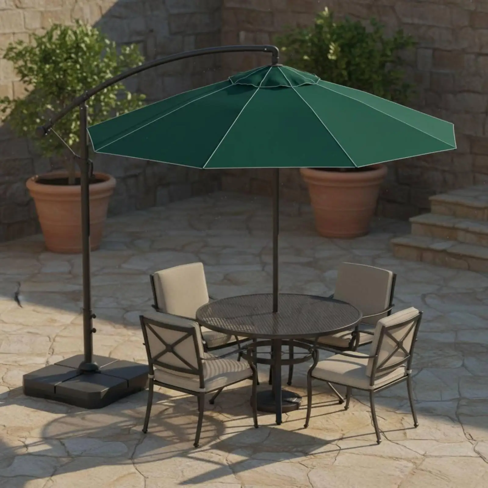 Sturdy Iron Umbrella Crank Handle Kit with Industrial Fabric for Cantilever Patio Parasol Repair and Replacement