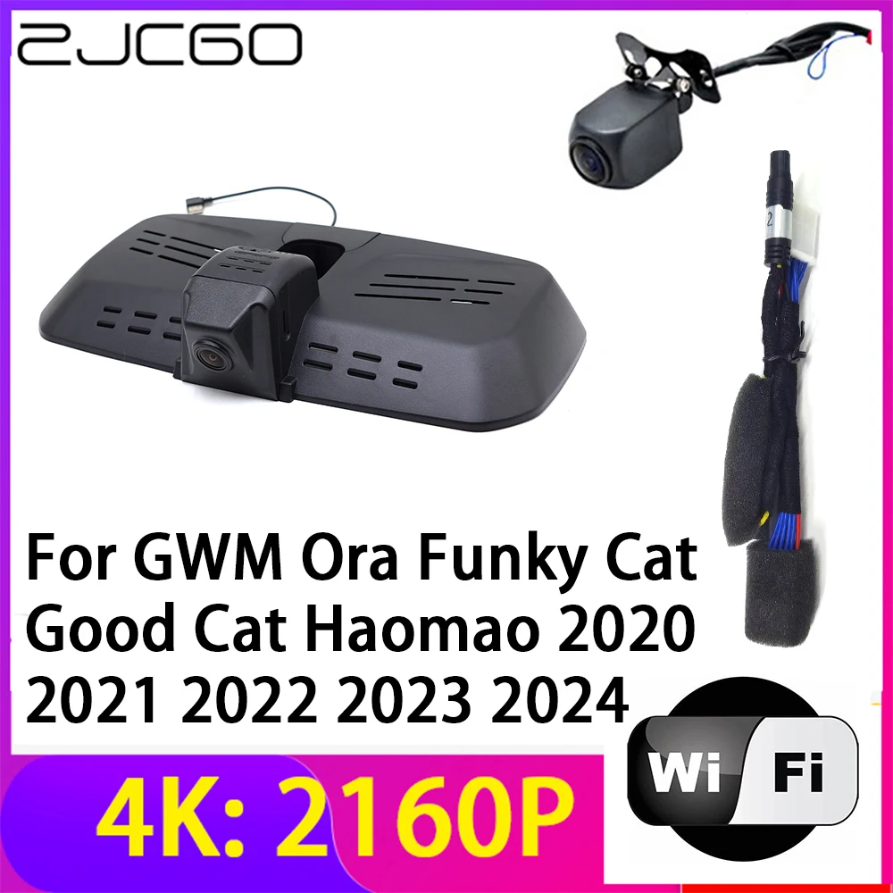 ZJCGO 4K 2160P Dash Cam Car DVR Camera 2 Lens Recorder Wifi Night Vision for GWM Ora Funky Cat Good Cat Haomao 2020~2024