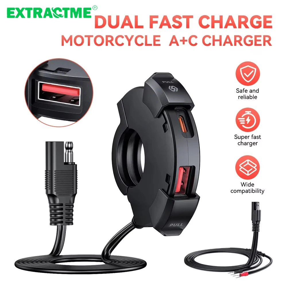 

Gadpow Motorcycle USB Quick Charger, Waterproof Socket with Type-C Cell Phone Port, Mobile Power Socket, Motorcycle Socket,12V