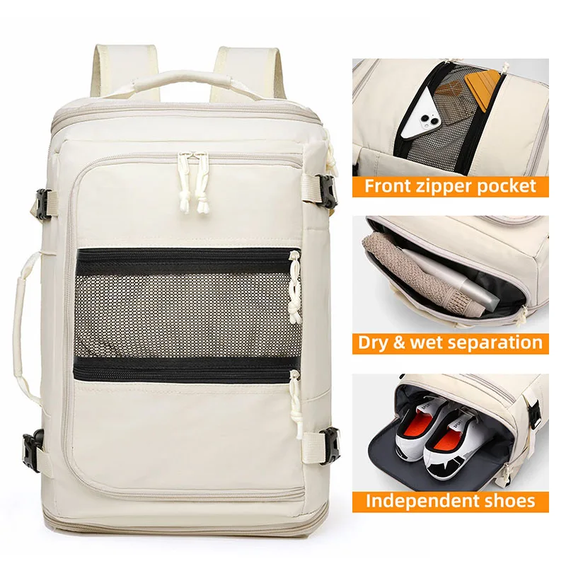

Outdoor Expandable Backpack Multi-pocket Large Capacity Shoulders Bag Portable Handbag with USB Charging and Shoes Compartment