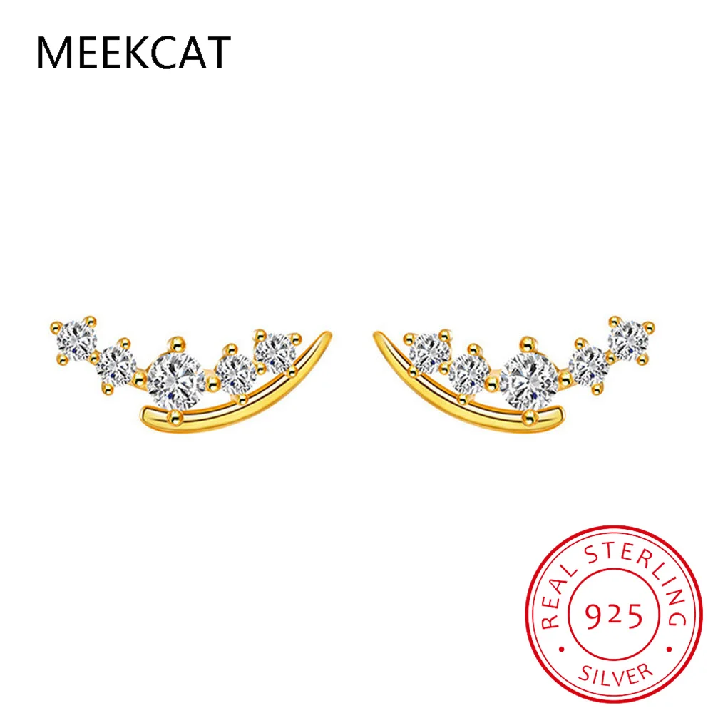 

Smile D Color Moissanite Piercing Stud Earrings Crawler 14K Gold Plated 925 Sterling Silver Women Hypoallergenic Jewelry Brincos