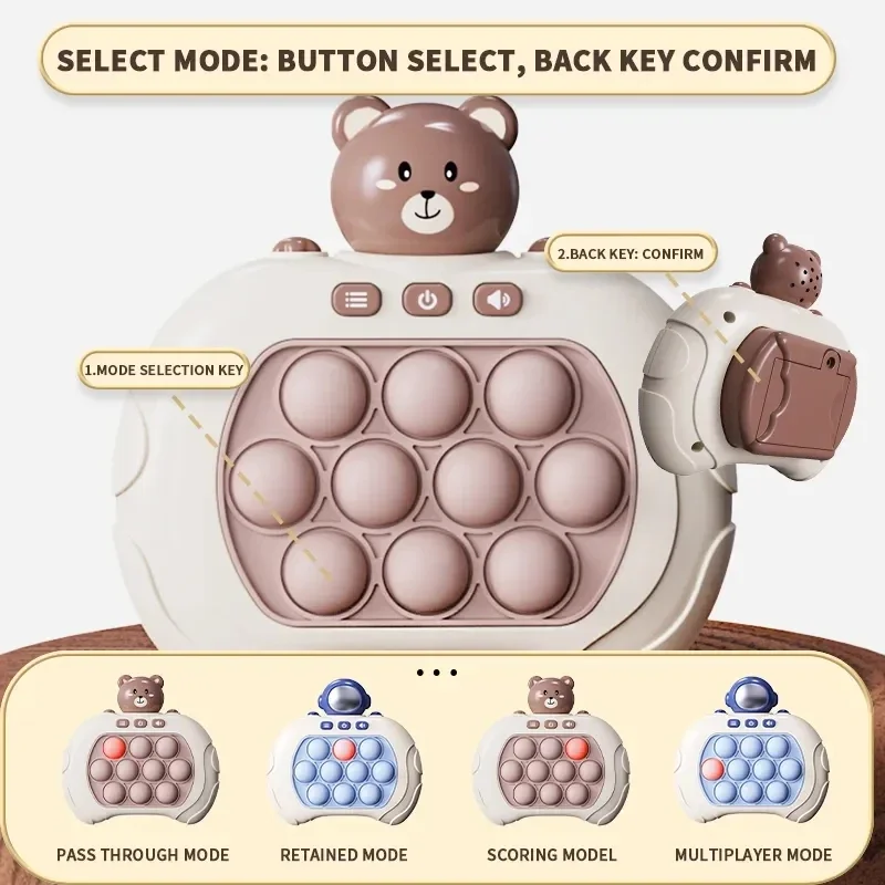 

Pop Quick Push Bubbles Game Machine Kids Cartoon Fun Whac-A-Mole Squeezing Toys Anti Stress Sensory Bubble Pop Fidget Toy Gifts