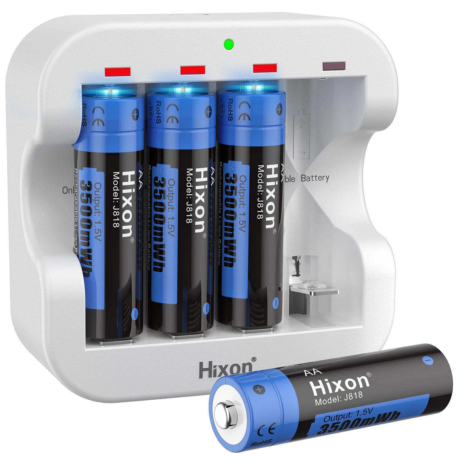 Hixon--4 piezas 3500mWh 1,5 V AA Li-ion batería recargable cargador de 4 ranuras, para reemplazo de batería de ratón fabricantes venta directa,