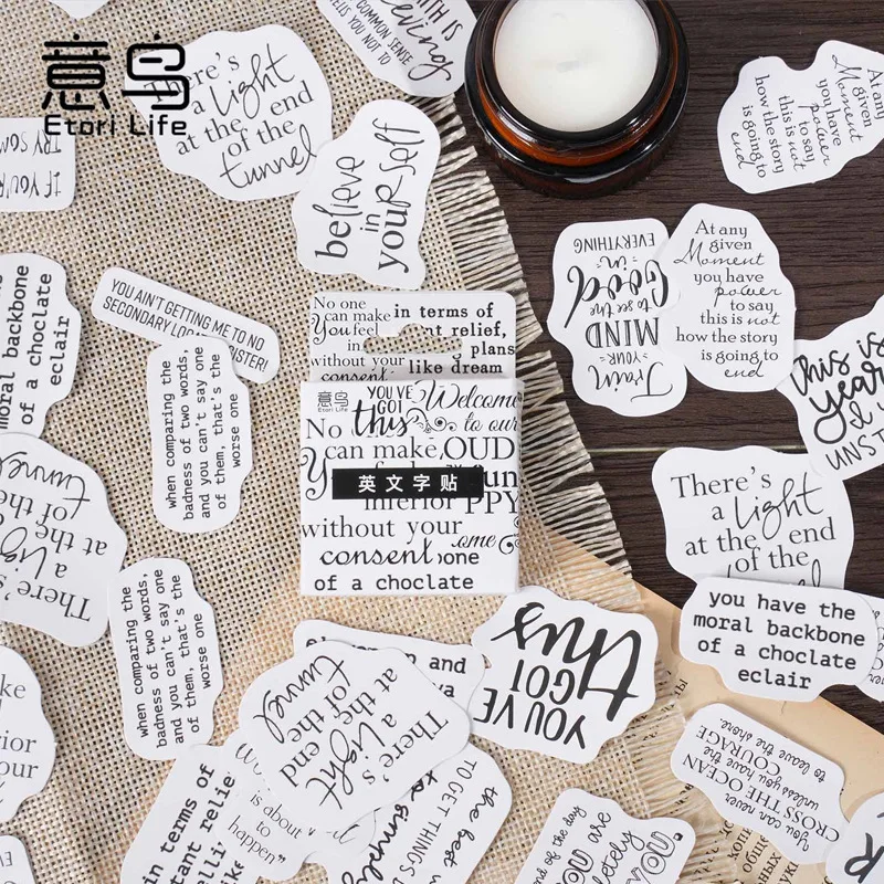 

English Alphabet Box Set Stickers Vintage Letter Journal Decoration Pattern Sticker for Scrapbook Craft Creative Supply