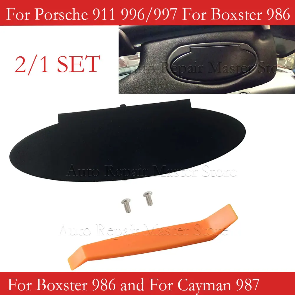 1/2PCS Black Sun Visor Vanity Mirror Cover For Porsche 911 996 997 Fit Boxster 986 Cayman 987 Sun visor Vanity Mirror Cover