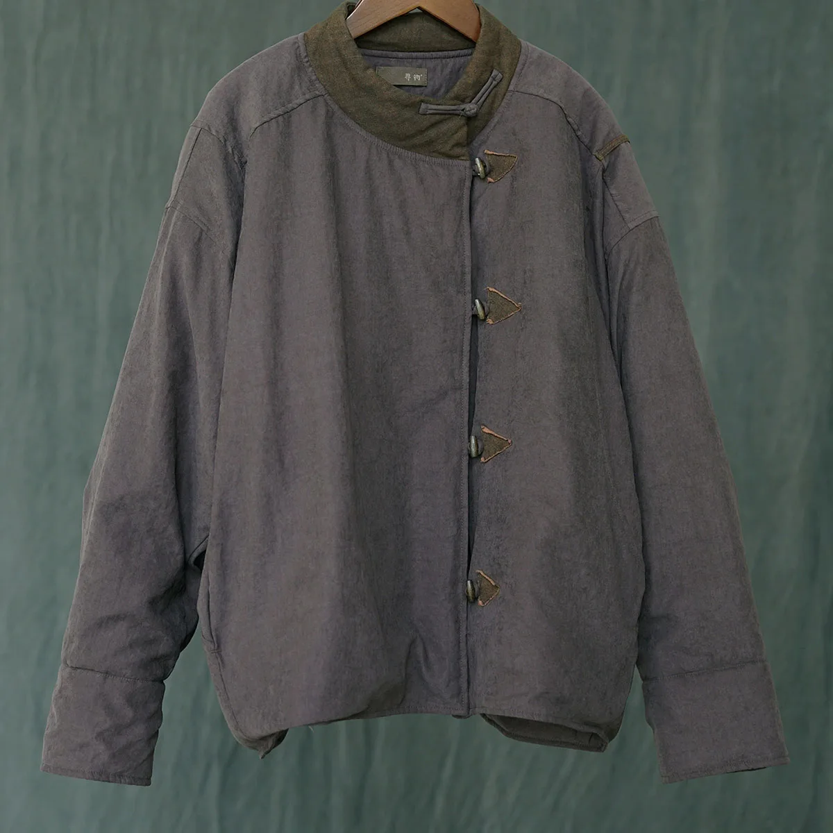 Chaqueta informal Original de imitación de cobre y amoníaco para mujer, prendas de vestir con empalme Retro, abrigo corto acolchado fino y holgado con botón de apertura lateral