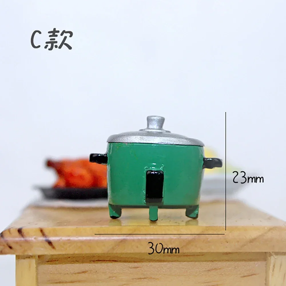 1/12 casa de boneca em miniatura metal panela arroz simulação móveis utensílios cozinha modelo para mini decoração acessórios casa bonecas