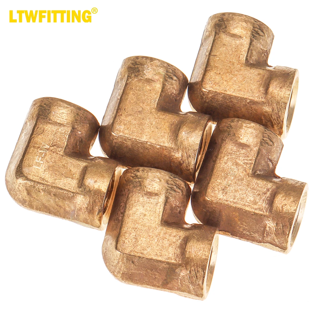 

LTWFITTING LF Brass Pipe Fitting 90 Deg 1/8" Female NPT Elbow Air Fuel Water(Pack of 5)