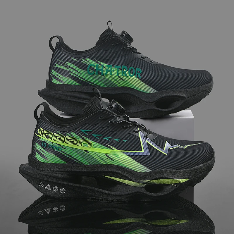 Herren-Freizeitsportschuhe mit Drehverschluss, professionelle Laufschuhe mit Carbonplatte, Unisex-Laufschuhe mit farbverlaufendem, atmungsaktivem Mesh-Material, hohe Rückfederung, stoßdämpfend, verhindert Verdrehungen, rutschfest, abriebfest, für Langstreckenläufe, Training, Fitness, Freizeitsportschuhe. – Detail 19