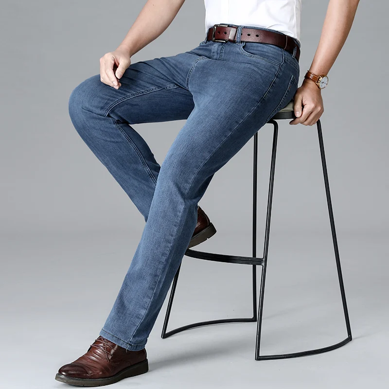 2024 Spring Autumn New Fashionable Men's Jeans Straight Leg Loose Casual Comfortable Elastic Pants Classic Cotton Denim Pants
