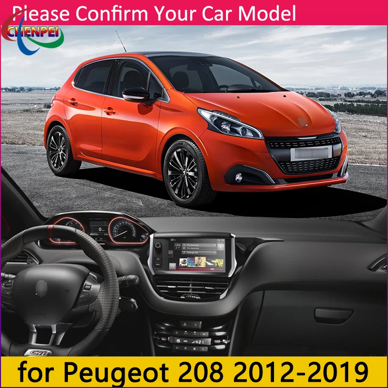 

Противоскользящий коврик с защитой от уф-лучей для Peugeot 208 2012 ~ 2019, крышка приборной панели, защитный солнцезащитный коврик, автомобильные аксессуары