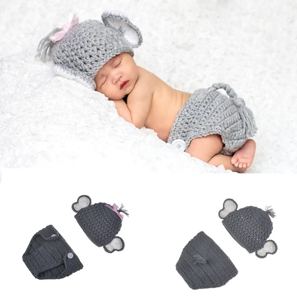 

1Set Creative Elephant Design Baby Clothes High Quality Hand Knitted Newborn Outfit Set for Photo Shoot Stylish