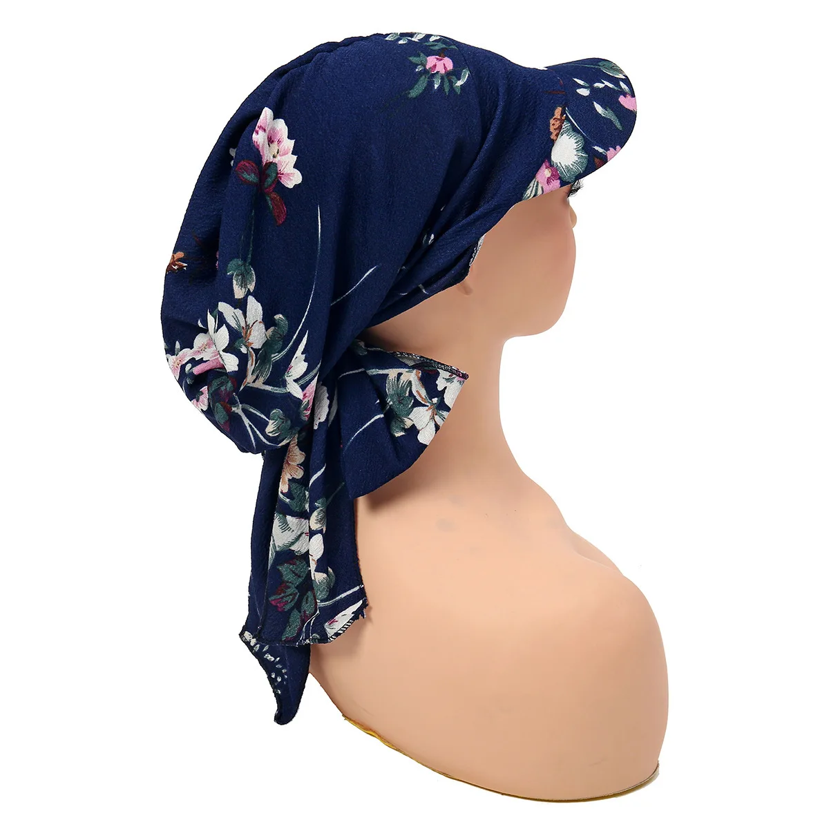 Mode Druck Frauen Hijab Caps Wrap Haar mit Krempe Turban Motorhaube Atmungsaktive Bequeme Damen Kopftuch Hut Verstecken Haar – Detail 3