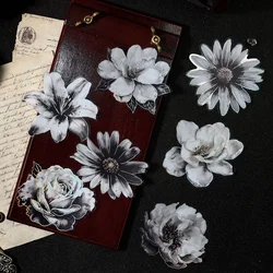 Journamm 10pcs/pack Ink Dyed Flowers PET Stickers DIY Scrapbooking Art Collage Stationery Decor Junk Journal Aesthetics Stickers