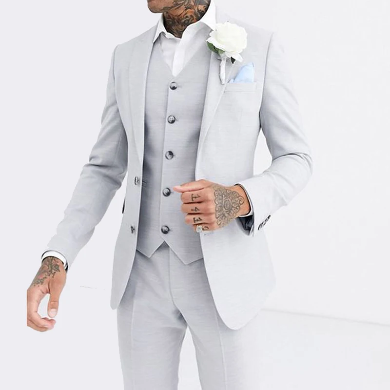 Costume Homme 3 Piece Wedding Suits for Men Two Buttons Casual Slim Prom Dinner Groom Tuxedo Terno Masculino Completo Blazer