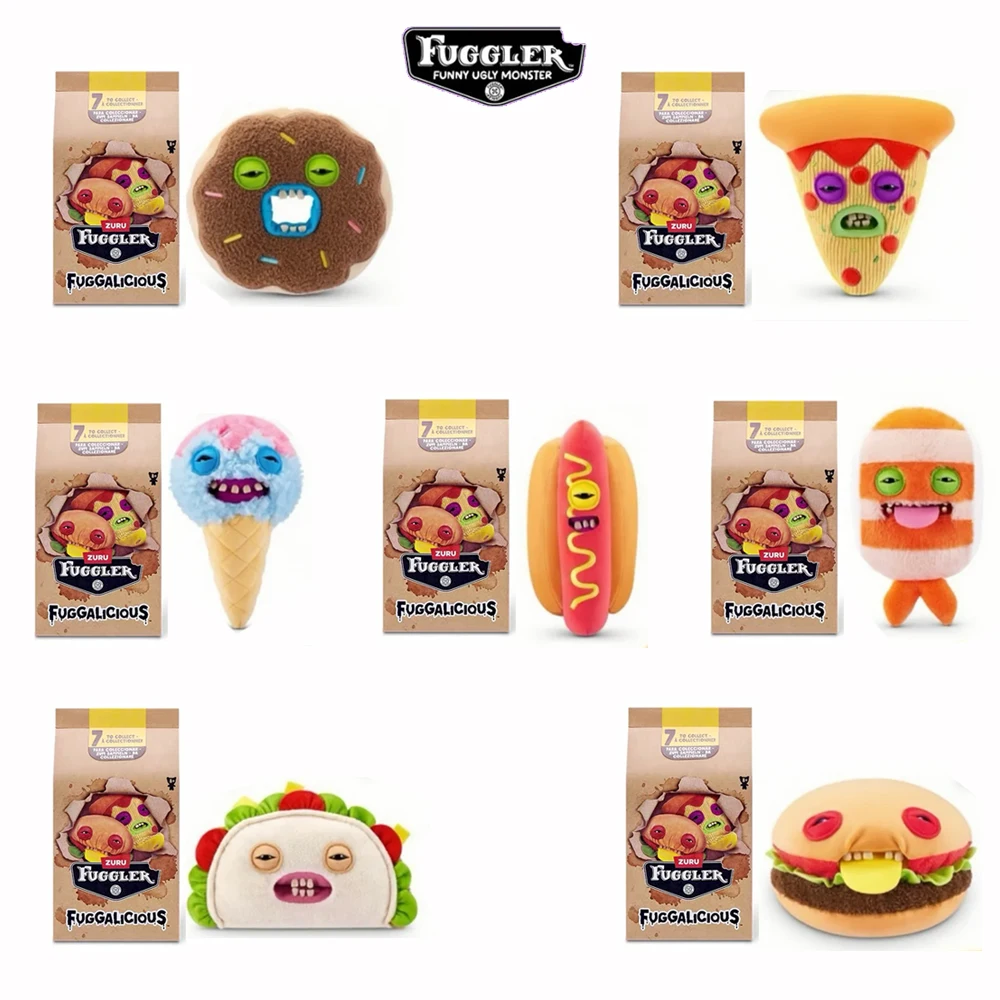 

Fuggler FUGGALICIOUS Original Plush Toy Pizza Hot Dog Ice Cream Hamburger Taco Ugly Monster Stuffed Peluche Blind Box Doll Gifts