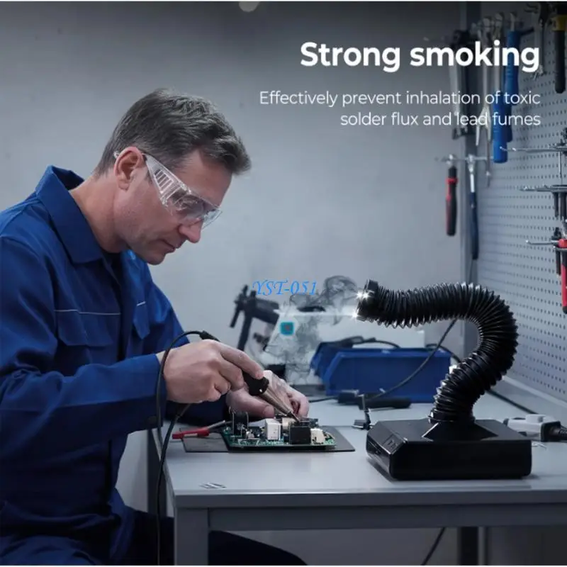 e15a-はんだ付けステーションヒューム抽出器-led-ライトと軽量設計電子部品修理用