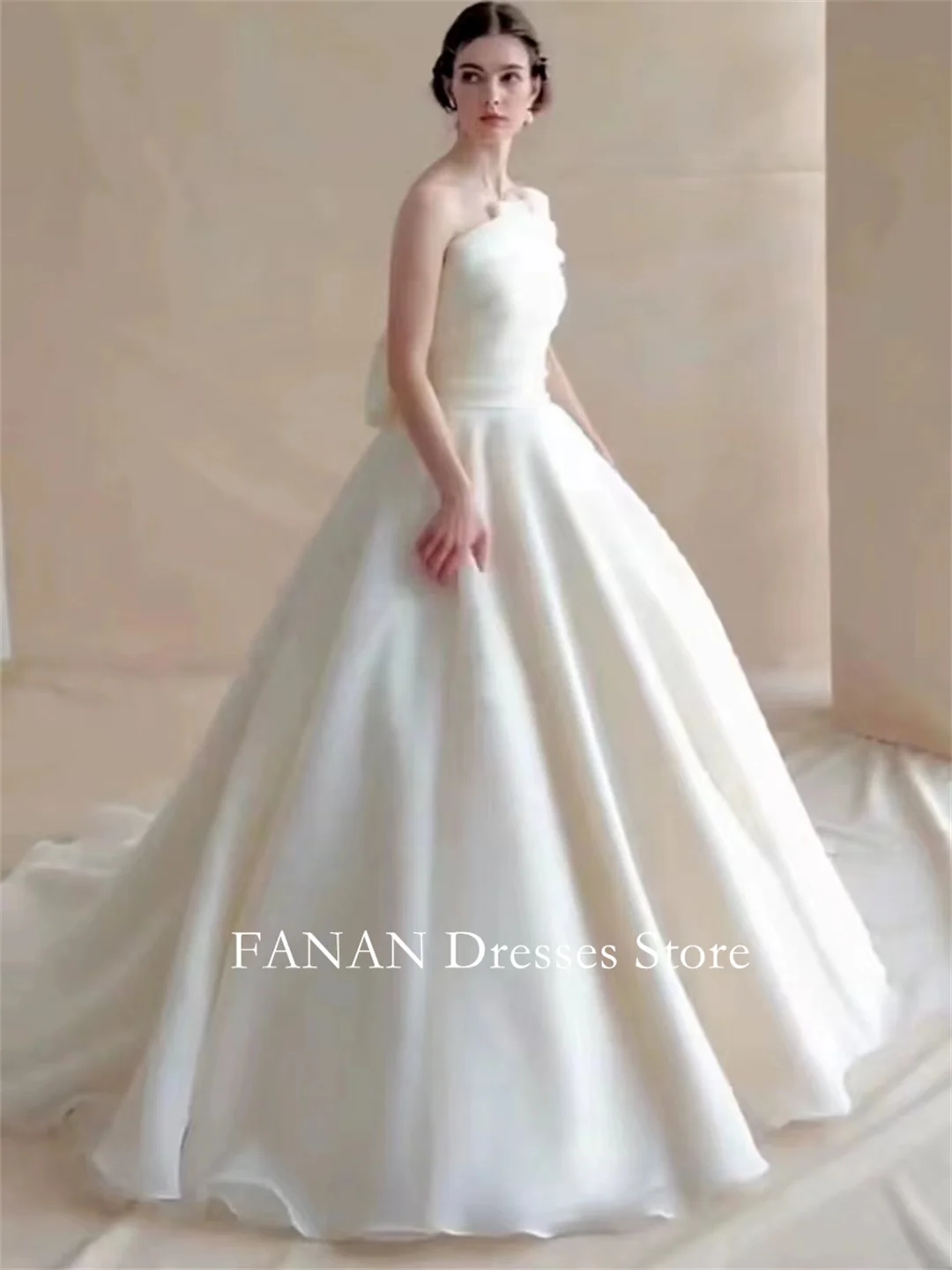 FANAN One-Shoulder Korea Ivory Backless Ball Gowns Wedding Dresses 웨딩드레스 Organza Custom Made Pretty  Bride Gowns Plus Size