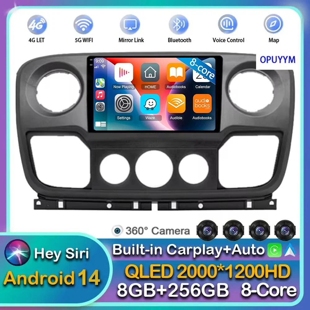 

Android 14 Carplay Auto Car Radio For Renault Master Nissan NV400 Opel Movano 2010 - 2021 Multimedia Player Stereo GPS DSP WIFI