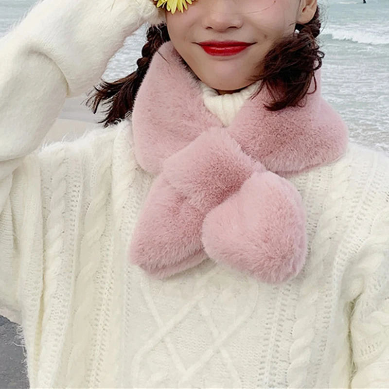 Fake Rabbit Fur Collar Scarf Women Keep Warm Thickening Fur Colorful Cross Winter Scarf Autumn Winter Fake Fur New