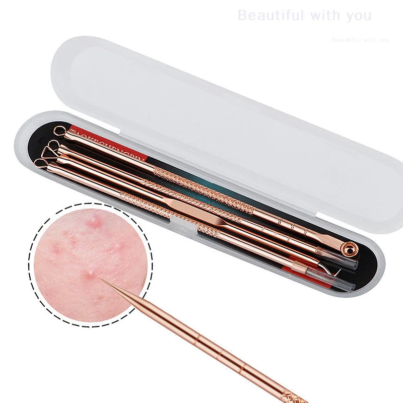 4 stks/set Facial Pore Cleaner Extractor Gezicht Huidverzorging Gereedschap Mee-eter Comedo Puistje Belmish Acne Remover Naalden