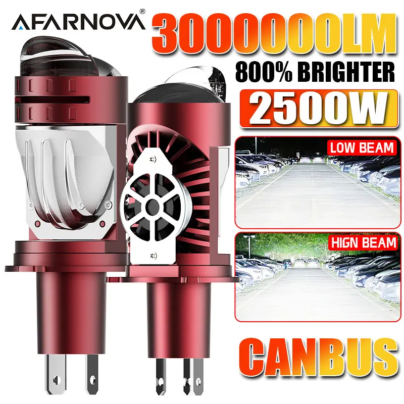 

Светодиодная лампа для фар, проектор, новый H4/9003/HB2 Canbus, супер яркий светодиод, 2500 Вт, 3000000 лм, 6500 К, дальний/ближний свет, применяется для автомобиля и мотоцикла