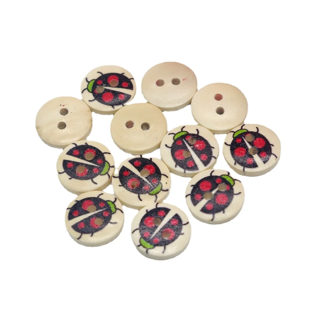 50PCs Wooden Sewing Buttons Scrapbooking Round Two Holes 15mm Costura Botones Decorate bottoni botoes CB0044B