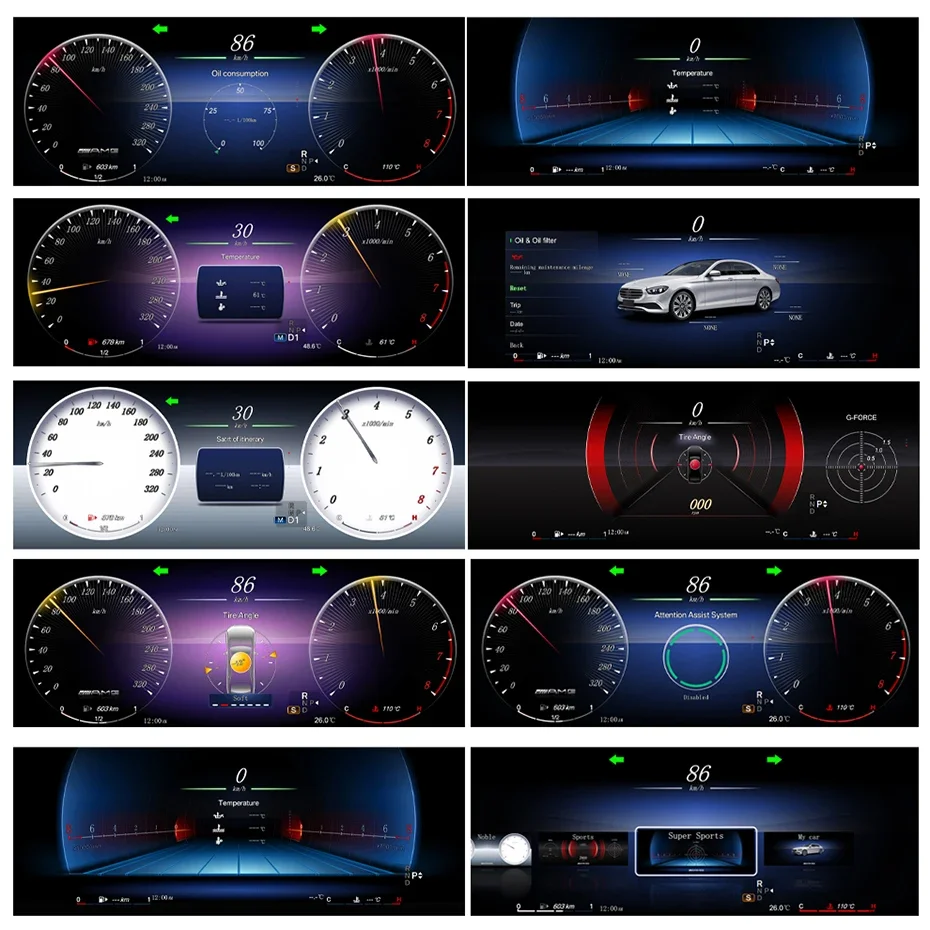 Car LCD Dashboard Digital Cluster For Mercedes Benz C/GLC Class C200L C200 C300 C180 C260 W205 W203 2015-2021 Speedometer Panel view 5