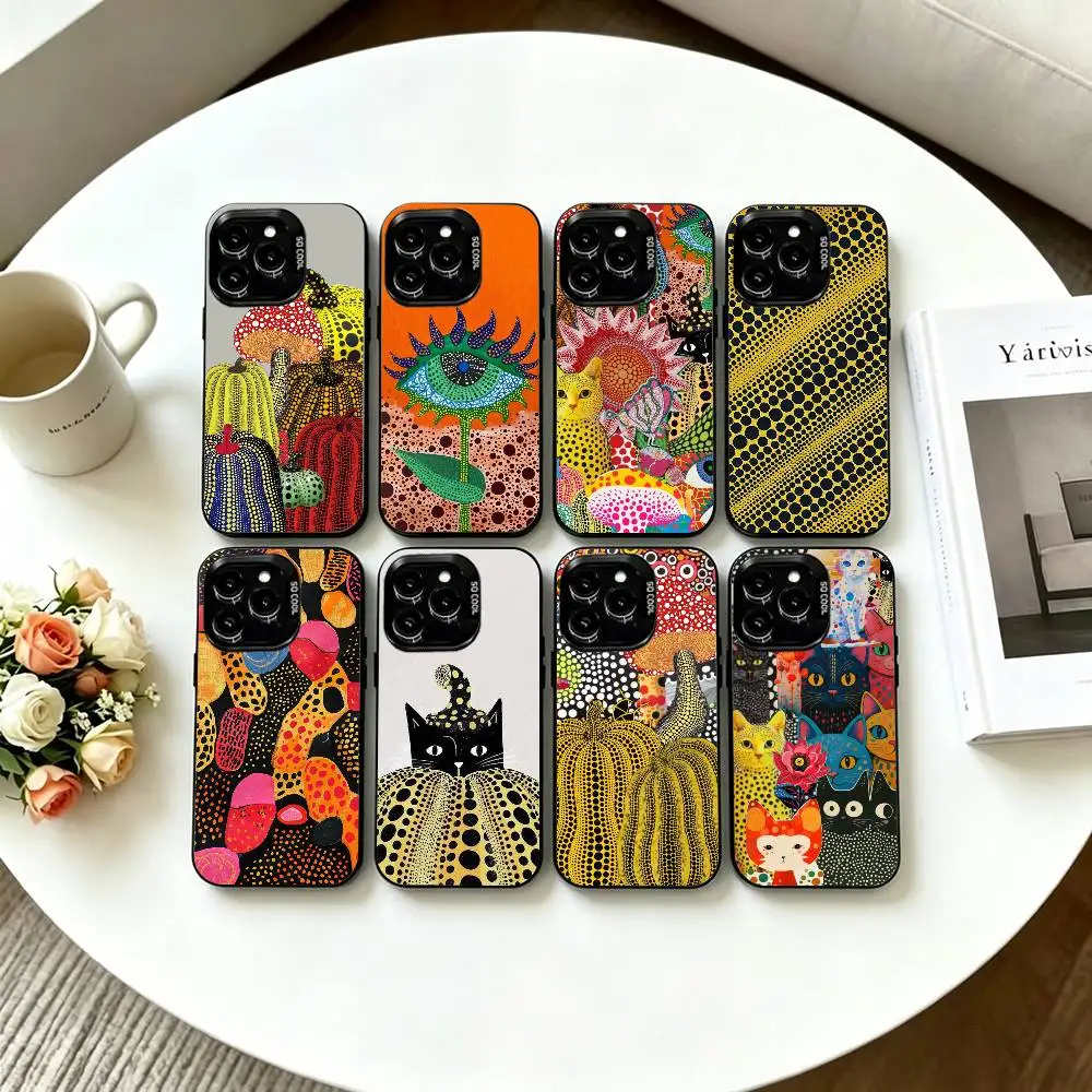 Artist Y-Yayoi k-Kusama Aesthetic Phone Case For iPhone18,17,16,15,14,13,12 Plus,Pro Max,Colorful Silver Phone case Funda Cover