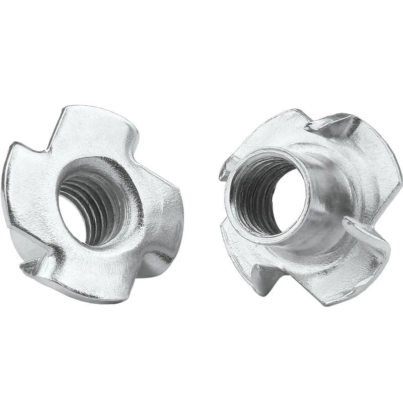 Zinc Plated Four Claws Nut Speaker Nut T-nut Blind Pronged Tee Nut Furniture Hardware M3 M4 M5 M6 M8 M10 M12