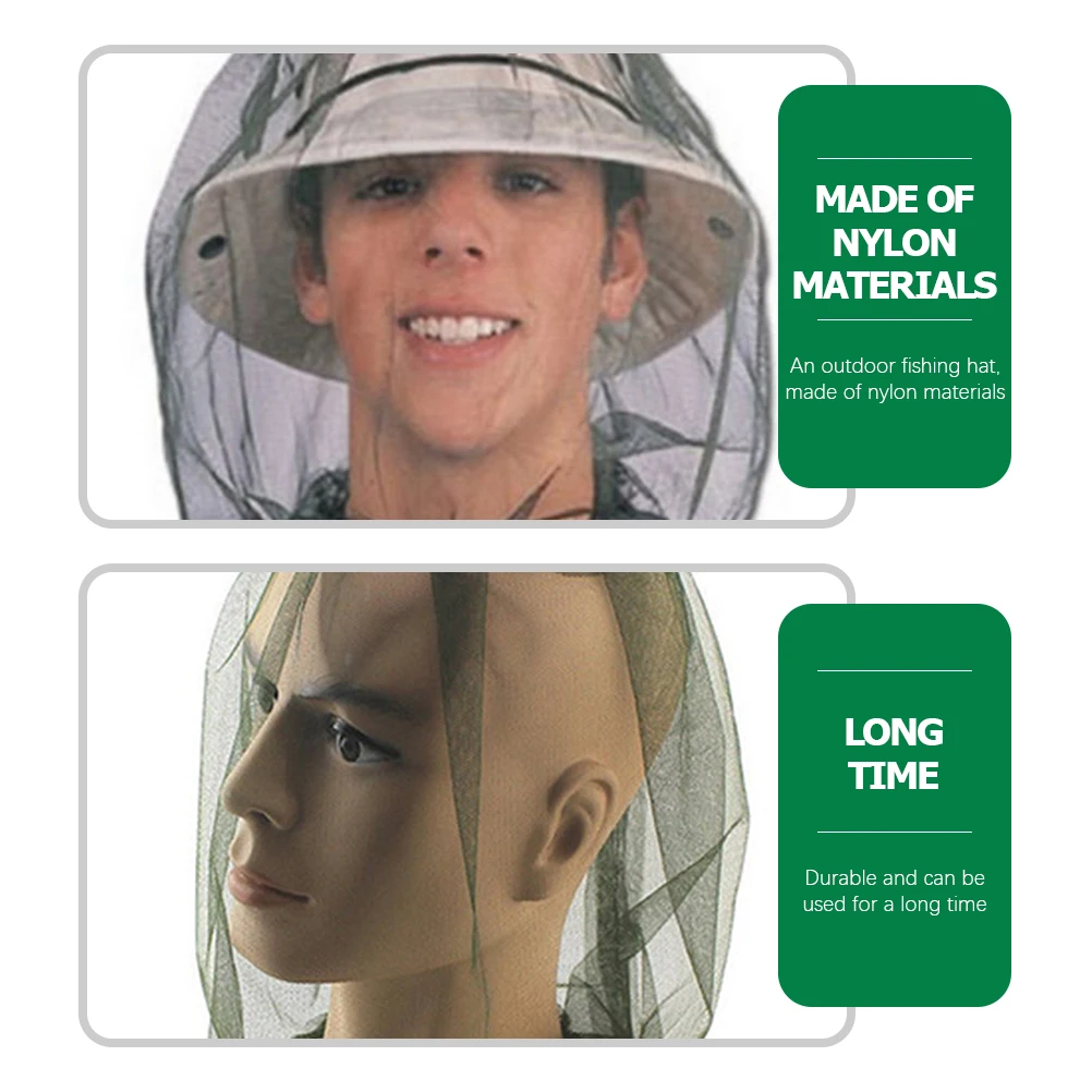 

5Pcs Mosquito Hat Fishing Camouflage Net Hats Outdoor Accessories Reusable Bug Net Breathable Headwear Foldable Travel