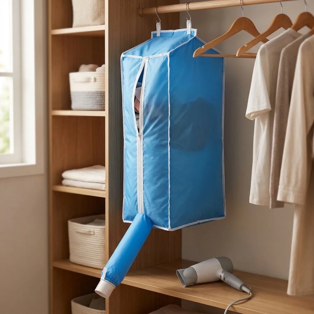 Portable Foldable Clothes Drying Pouch Warm Air Drying Sleeve Household Hair Dryer Travel Garment Quick Dry Laundry Accessory