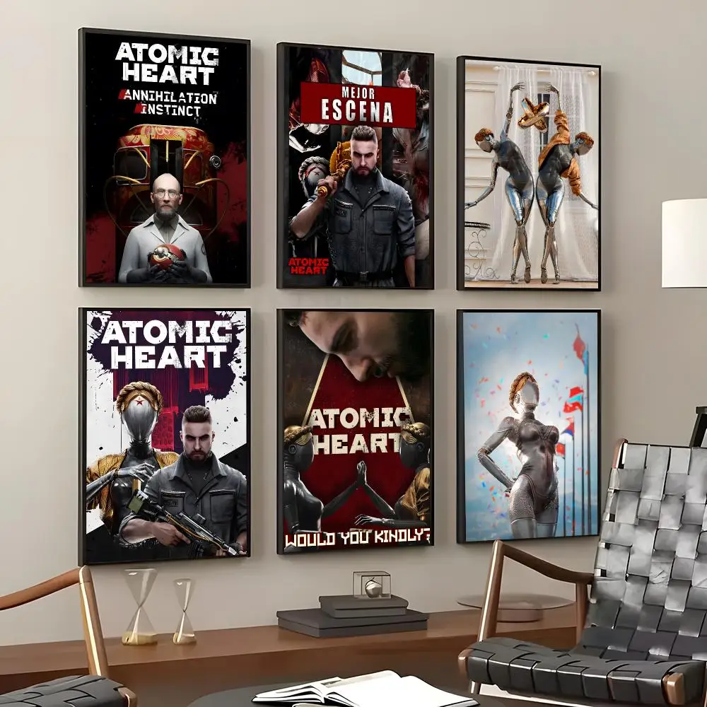 Game Atomic Heart Poster Self-Adhesive Waterproof Wall Stickers Coffee Bar Home Wall Decor